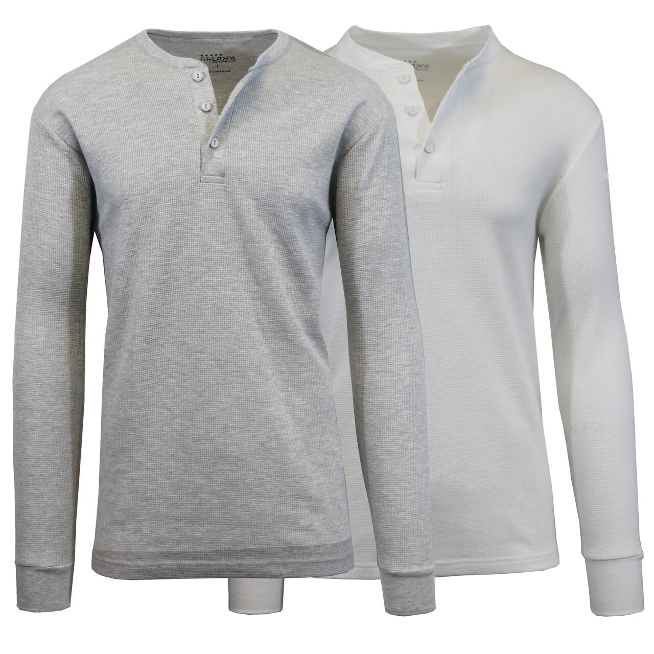 Men's Long Sleeve Waffle-Knit Thermal Henley Shirt 2 Pack